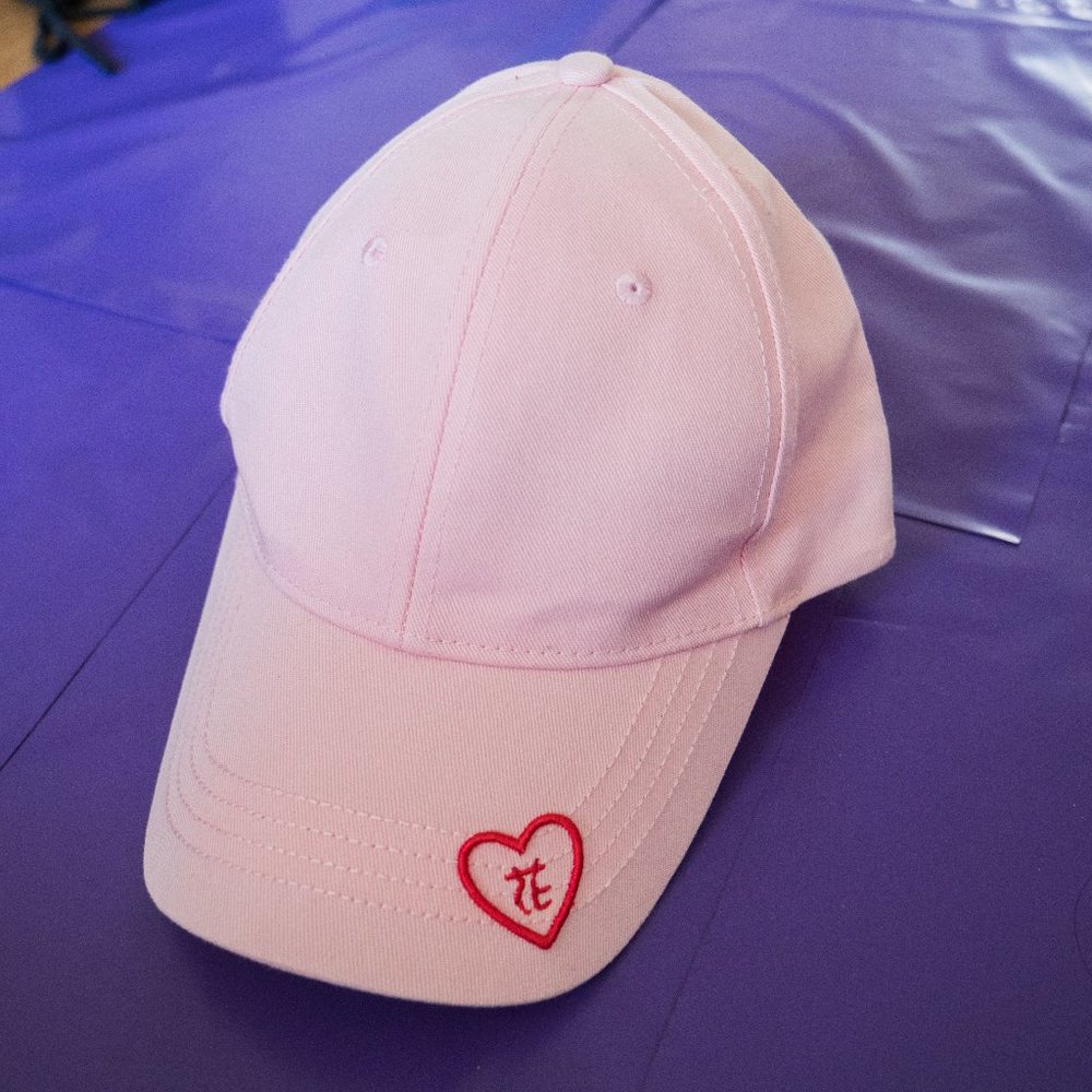 Pastel Light Pink Baseball Cap Hat Red